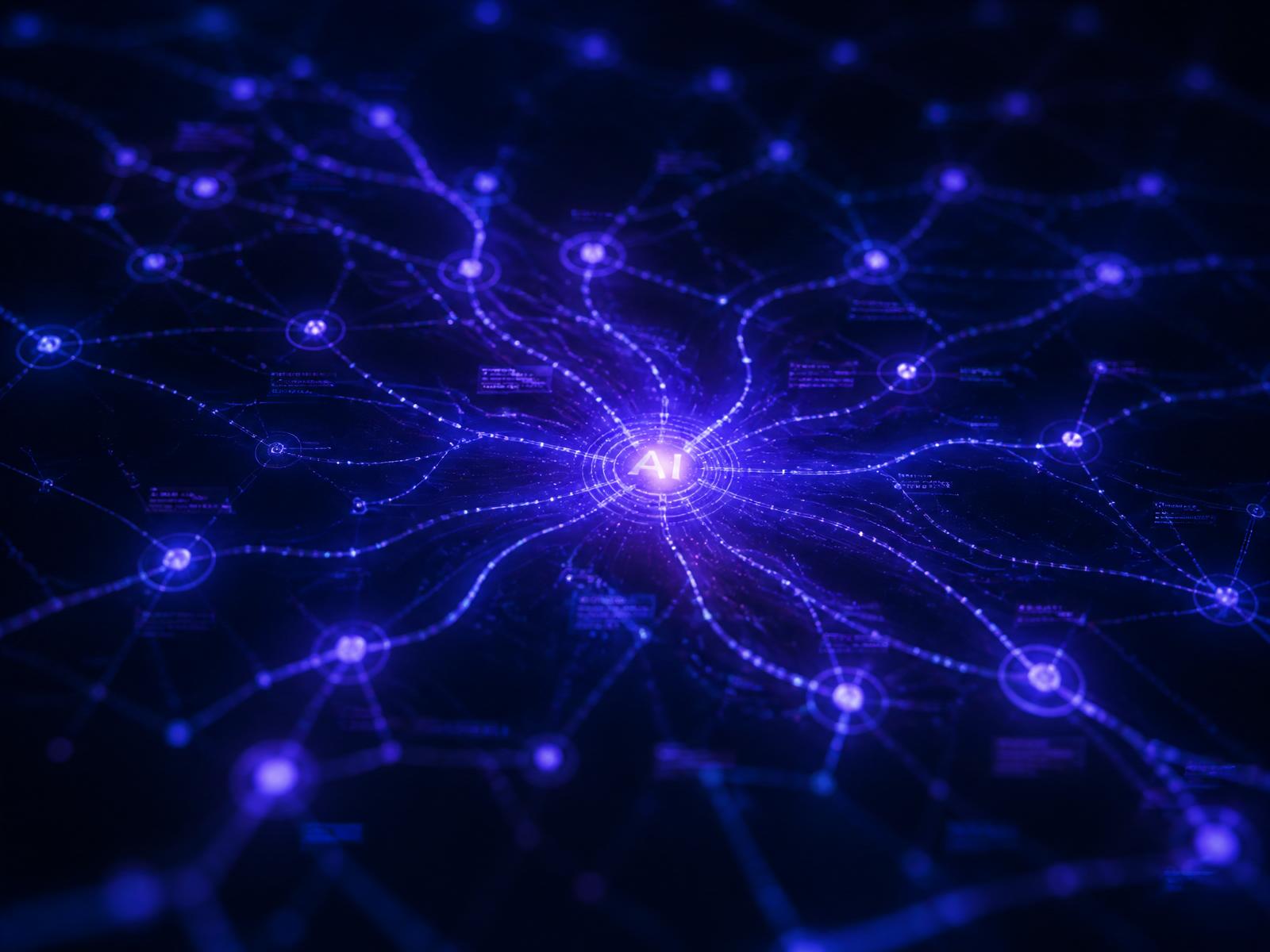 Abstract visualization of an AI network connecting business systems